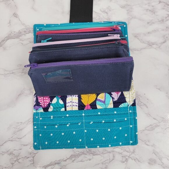 Handmade Colorful Feather Print Wallet Money Organizer Savings Set - Picture 7 of 15